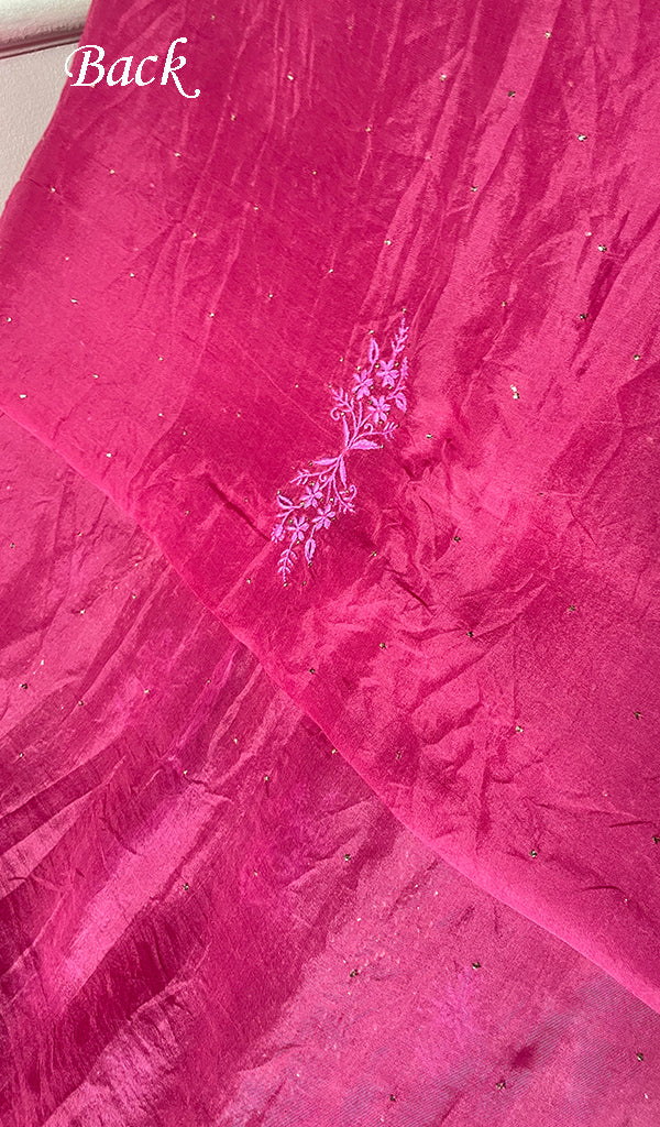 Women's Lakhnavi Handcrafted Pure Organza Chikankari Unstitched Kurta And Dupatta Set- HONC0304142