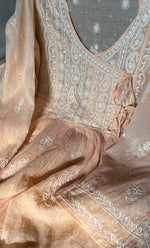 将图像加载到图库查看器中， Women&#39;s Lakhnavi Handcrafted Chanderi Silk Semi - Stitched Kurta And Dupatta Set - HONC0298154
