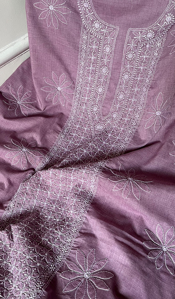 Women's Lakhnavi Handcrafted Cotton Chikankari Suit Material - HONC0275045