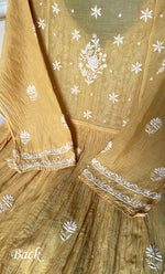 Load image into Gallery viewer, Women's Lakhnavi Handcrafted Mul Chanderi Semi - stitched Chikankari Full Suit Material - HONC0323618
