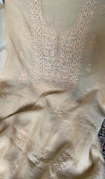 Load image into Gallery viewer, Women's Lakhnavi Handcrafted Mul Chanderi Unstitched Chikankari Full Suit Material - HONC0345039