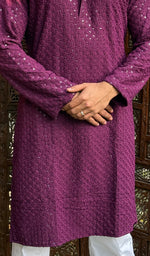 Load image into Gallery viewer, Men&#39;s Faux-Georgette Hakoba Kurta - HONC0261810
