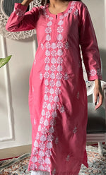 Load image into Gallery viewer, Women's Lucknowi Handcrafted Cotton Chikankari Kurti - HONC0330739