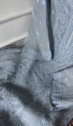 Load image into Gallery viewer, Women's Lakhnavi Handcrafted Mul Chanderi Semi - stitched Chikankari Full Suit Material - HONC0344345