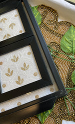 将图像加载到图库查看器中， Handcrafted Chikankari Tray with Two Coasters – Wooden Frame - HONC0310959
