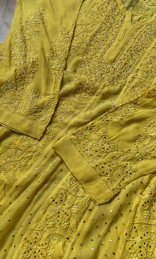 Nilofar Women's Lakhnavi Handcrafted Viscose Georgette Chikankari Anarkali - HONC0269042