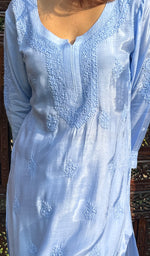 Load image into Gallery viewer, Women&#39;s Lucknowi Handcrafted Muslin Chikankari Kurti - HONC0180974
