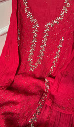 Load image into Gallery viewer, Red Stitched Kurta And Dupatta Set
