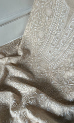 Load image into Gallery viewer, Women's Lakhnavi Handcrafted Unstitched Munga Silk Chikankari Kurta And Dupatta Set- HONC0337754