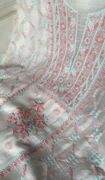 Load image into Gallery viewer, Women's Lakhnavi Handcrafted Mul Chanderi Unstitched Kurta And Dupatta Set - HONC0344582