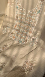 Load image into Gallery viewer, Irum Women&#39;s Lakhnavi Handcrafted Mul Chanderi Unstitched Kurta And Dupatta Set - HONC0297201
