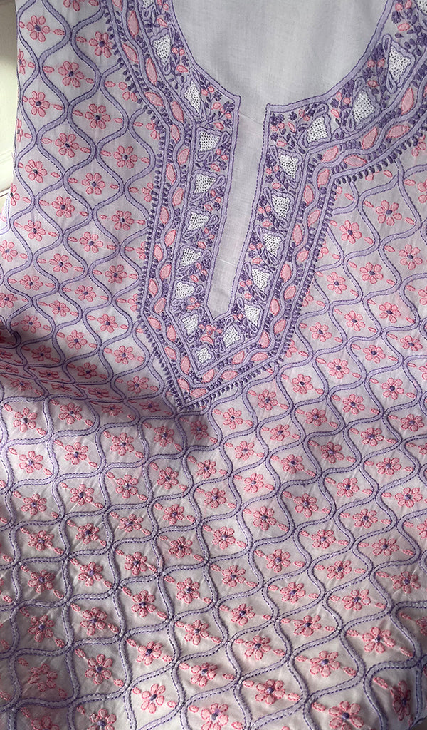 Women's Lakhnavi Handcrafted Cotton Chikankari Suit Material - HONC0291811