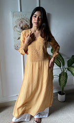 Load image into Gallery viewer, Women&#39;s Lucknowi Handcrafted Modal Cotton Chikankari Kurti - HONC0264887
