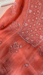 Load image into Gallery viewer, Women&#39;s Lakhnavi Handcrafted Pure Organza Chikankari Unstitched Kurta And Dupatta Set- HONC0257505
