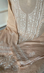 Load image into Gallery viewer, Women's Lakhnavi Handcrafted Mul Chanderi Semi - Stitched Kurta And Dupatta Set - HONC0295397