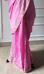 将图像加载到图库查看器中， Women&#39;s Lakhnavi Handcrafted Chanderi Silk Chikankari Saree - HONC0273491
