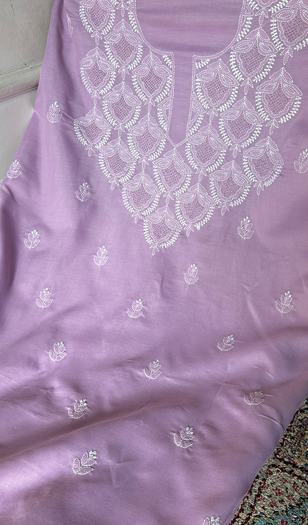 Women's Lakhnavi Handcrafted Cotton Unstitched Chikankari Suit Material - HONC0374499