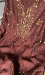 Load image into Gallery viewer, Women&#39;s Lucknowi Handcrafted Mul Chanderi Chikankari Full Suit Material - HONC0153813
