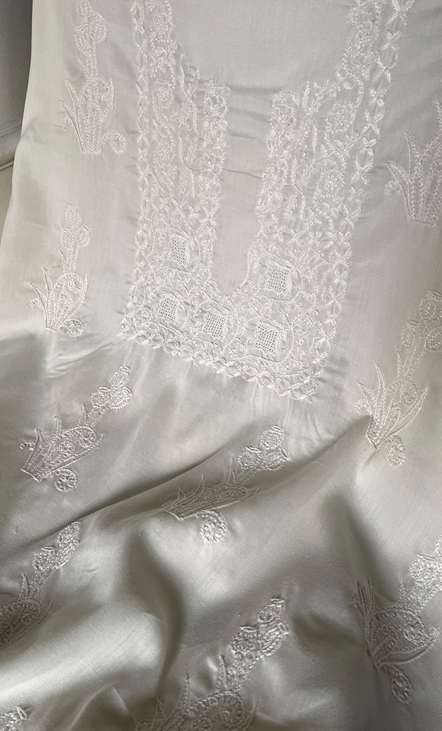 Meeras Women's Lakhnavi Handcrafted Unstitched Cotton Chikankari Suit Material - HONC0335713