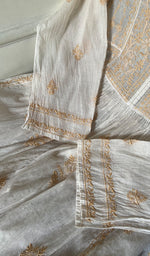Load image into Gallery viewer, Women's Lakhnavi Handcrafted Mul Chanderi Semi - Stitched Kurta And Dupatta Set - HONC0274495