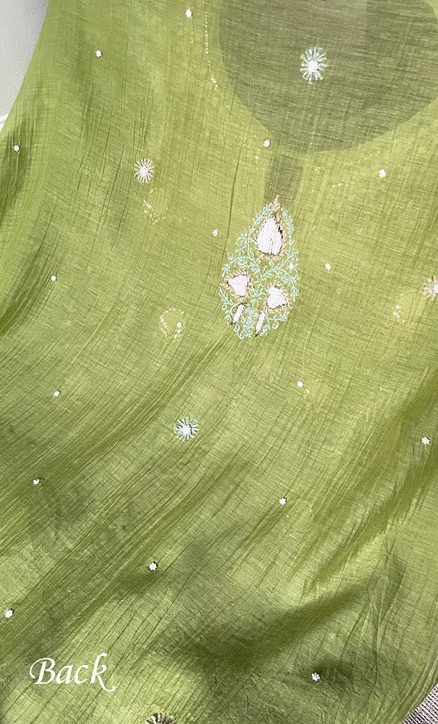 Rabia Women's Lucknowi Handcrafted Mul chanderi Chikankari Kaftan - HONC0311996