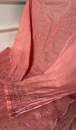 Load image into Gallery viewer, Women's Lucknowi Handcrafted Chanderi Silk Semi - stitched Chikankari Full Suit Material - HONC0311684
