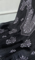 Load image into Gallery viewer, Women's Lakhnavi Handcrafted Pure Organza Chikankari Unstitched Kurta And Dupatta Set- HONC0329215