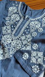 Load image into Gallery viewer, Women&#39;s Lucknowi Handcrafted Cotton Chikankari Kurti - HONC0300975
