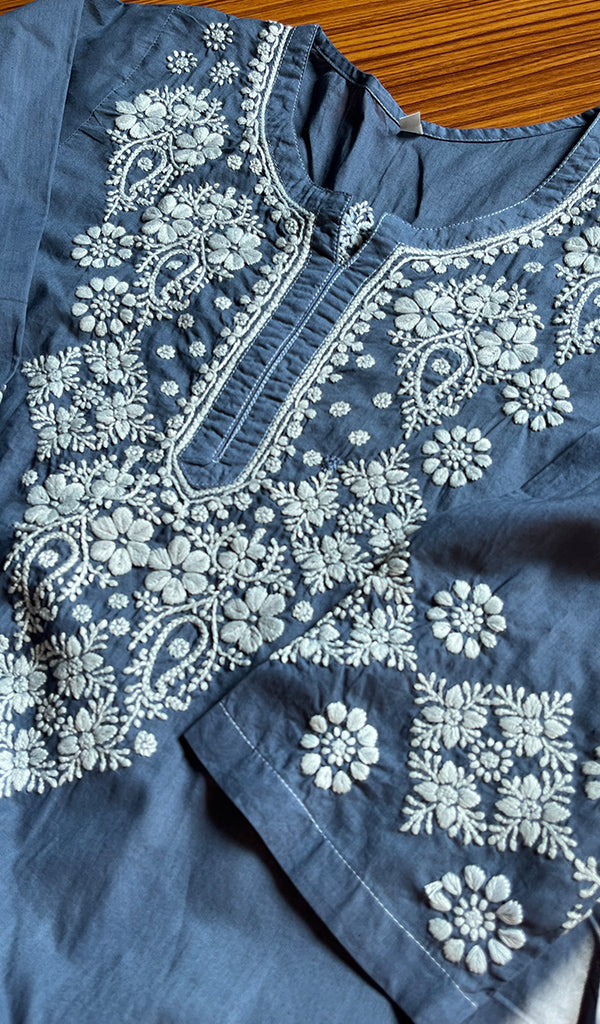 Women's Lucknowi Handcrafted Cotton Chikankari Kurti - HONC0300975