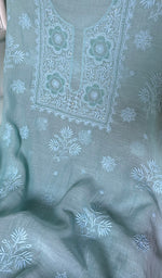 Load image into Gallery viewer, Women's Lakhnavi Handcrafted Mul Chanderi Unstitched Chikankari Full Suit Material - HONC0344357