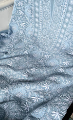 将图像加载到图库查看器中， Women's Lakhnavi Handcrafted Pure Silk Georgette Chikankari Kurta And Dupatta Set- HONC0300705
