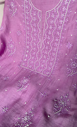 Load image into Gallery viewer, Women's Lakhnavi Handcrafted Mul Chanderi Unstitched Chikankari Full Suit Material - HONC0304381