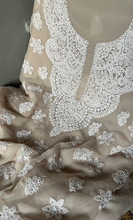 将图像加载到图库查看器中， Women's Lakhnavi Handcrafted Unstitched Faux-Georgette Chikankari Suit Material - HONC0263063