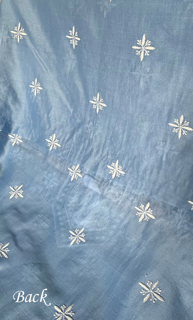 Lucknowi Handcrafted Chanderi Silk Chikankari Unstitched Unisex Kurta Fabric - HONC0327452