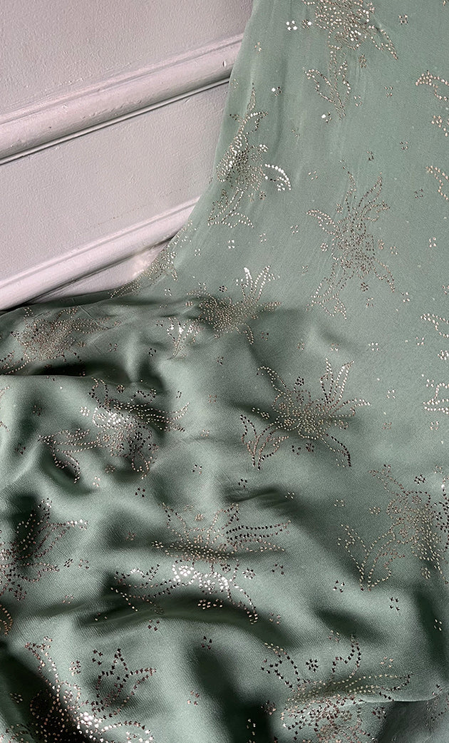 Women's Lucknowi Handcrafted Viscose Georgette Unstitched Chikankari Suit Material - HONC0336848