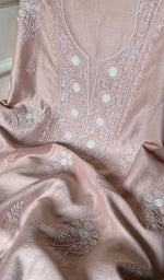 Load image into Gallery viewer, Women&#39;s Lucknowi Handcrafted Chanderi Silk Chikankari Kurta Dupatta Set - HONC0271293

