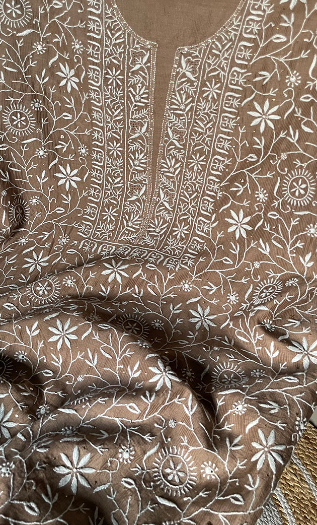 Mehr Women's Lakhnavi Handcrafted Maheshwari Mul Chanderi Kurta And Dupatta Set - HONC0296501