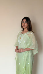 Women's Lucknowi Handcrafted Mul chanderi Chikankari Kaftan - HONC0390104