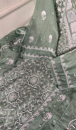 Load image into Gallery viewer, Women's Lakhnavi Handcrafted Mul Chanderi Semi Stitched Kurta And Dupatta Set - HONC30358774