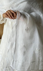 Load image into Gallery viewer, Nazm Women&#39;s Lucknowi Handcrafted Kota Cotton Chikankari Dupatta - HONC0277294
