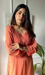 Load image into Gallery viewer, Rooh Women&#39;s Lucknowi Handcrafted Modal Cotton Chikankari Kurti - HONC0264899
