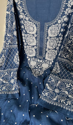 将图像加载到图库查看器中， Maira Women's Lakhnavi Handcrafted Mul Chanderi Semi - Stitched Anarkali And Dupatta Set - HONC0264338