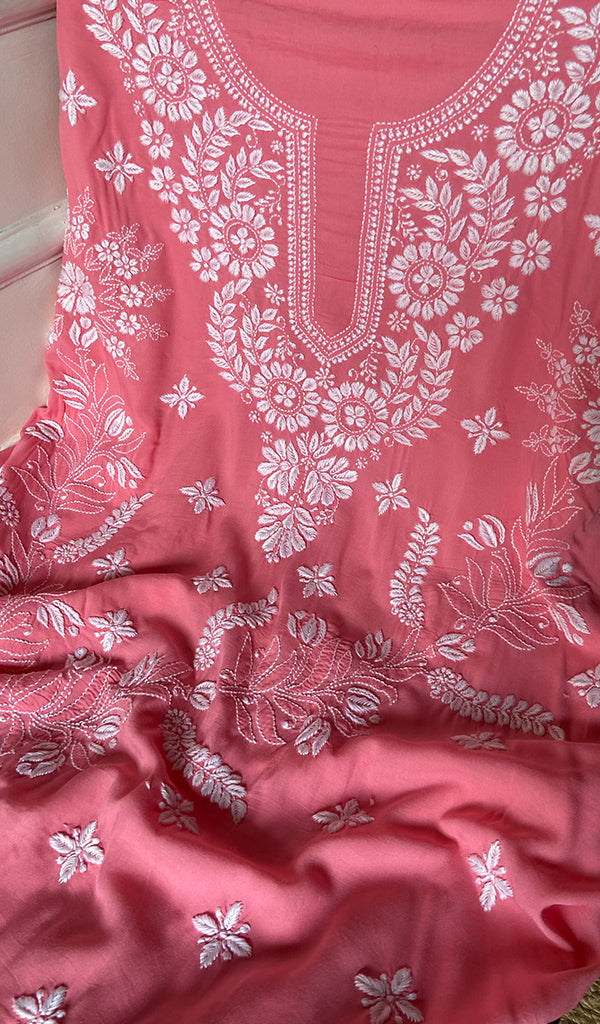 Women's Lakhnavi Handcrafted Modal Cotton Chikankari Suit Material - HONC0275957
