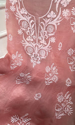Load image into Gallery viewer, Women&#39;s Lakhnavi Handcrafted Pure Organza Chikankari Unstitched Kurta And Dupatta Set- HONC031470
