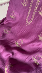 Load image into Gallery viewer, Women's Lakhnavi Handcrafted Chanderi Silk Unstitched Chikankari Full Suit - HONC0345261