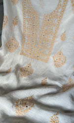 Load image into Gallery viewer, Women&#39;s Lakhnavi Handcrafted Mul Chanderi Unstitched Kurta And Dupatta Set- HONC0263957
