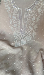 将图像加载到图库查看器中， Women's Lakhnavi Handcrafted Mul Chanderi Unstitched Kurta And Dupatta Set- HONC0358260