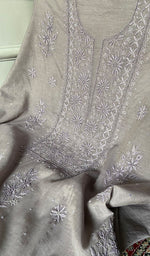 Load image into Gallery viewer, Women's Lakhnavi Handcrafted Mul Chanderi Unstitched Chikankari Full Suit Material - HONC0328104