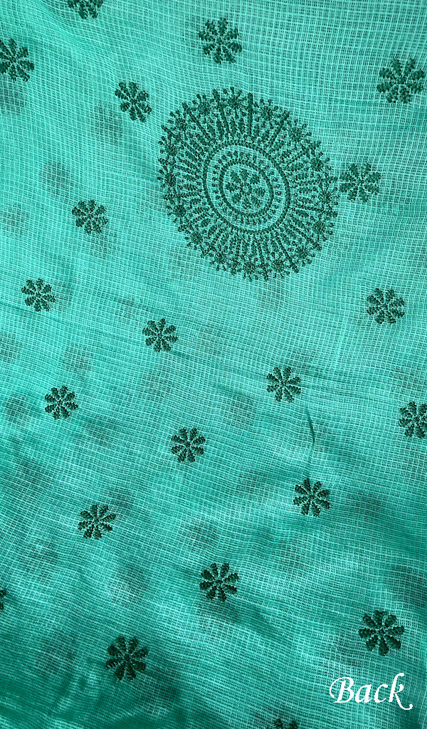 Women's Lakhnavi Handcrafted Kota Cotton Chikankari Unstitched Kurti Fabric - HONC031312