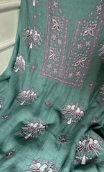 将图像加载到图库查看器中， Women&#39;s Lakhnavi Handcrafted Mul Chanderi Unstitched Kurta And Dupatta Set - HONC0302233
